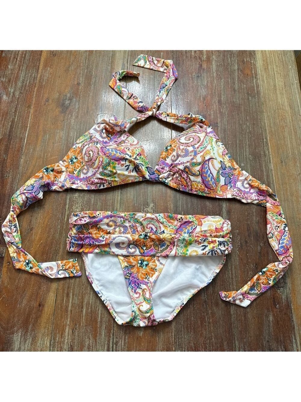 Lauren Ralph Lauren Paisley Tropical Bikini Set Top XXXL Bottom Medium